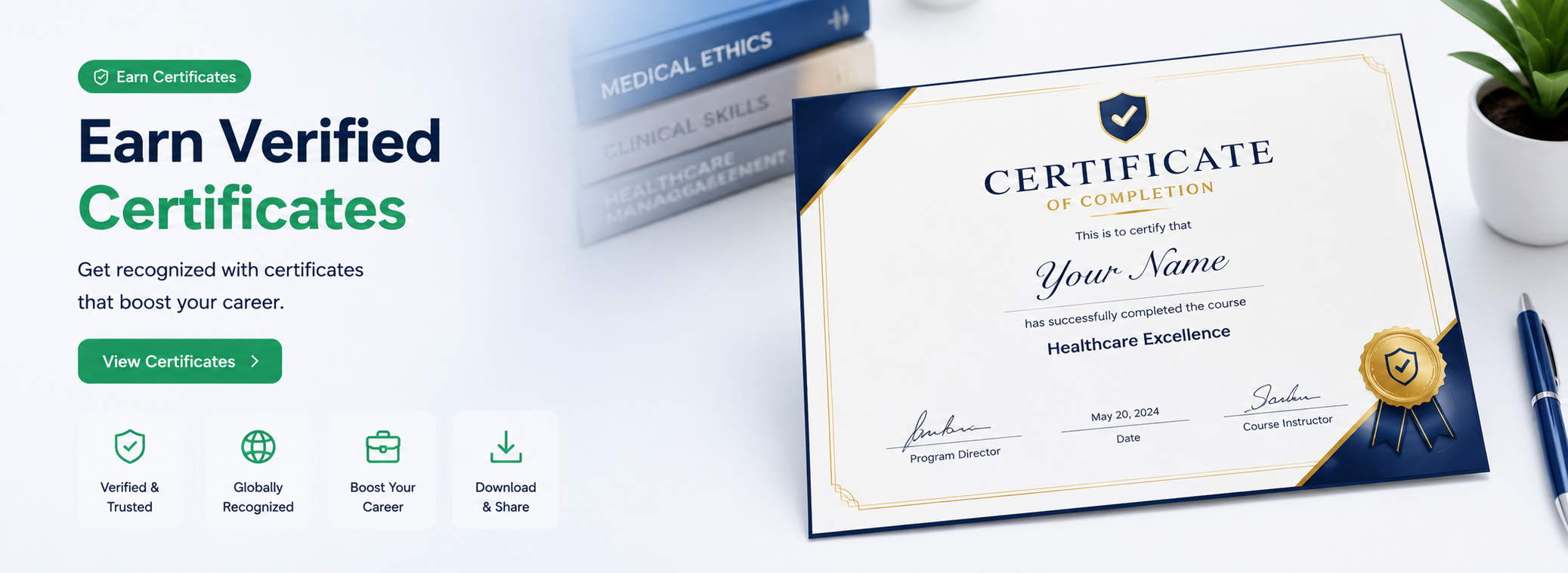 Earn verified course certificates